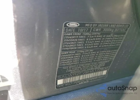 2017 Land Rover Range Rover Sport Hse из США, поврежденный, VIN SALWR2FV9HA177630